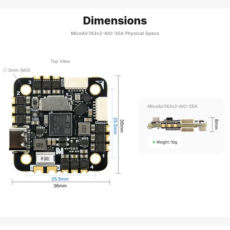 MicoAir743v2-AIO-35A H743 FC d - Betaflight Fc ulasan dan harga